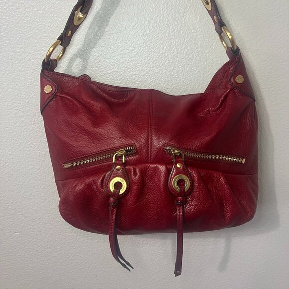 B. Makowsky Red Leather Hobo Bag - Picture 2 of 15